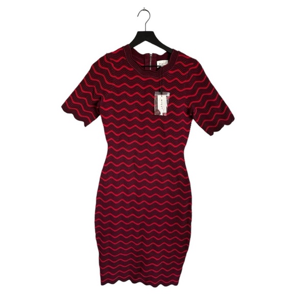 Milly Red Zig Zag Midi Dress - Picture 1 of 4